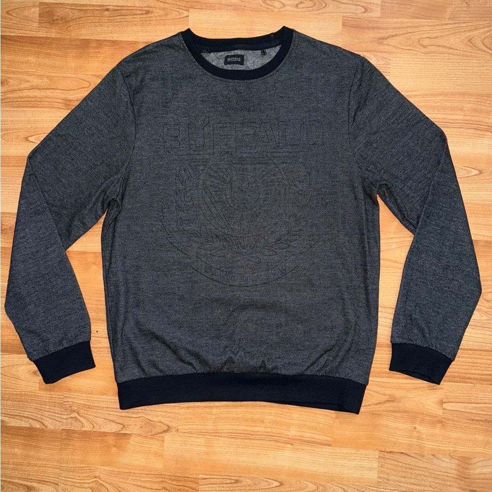 Buffalo David Bitton Mens M Black Long Sleeve Crew Neck Pullover Warm Shirt